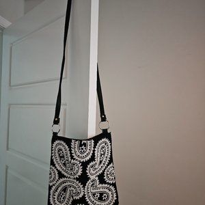 Christiana Black and White Paisley Crossbody Purse